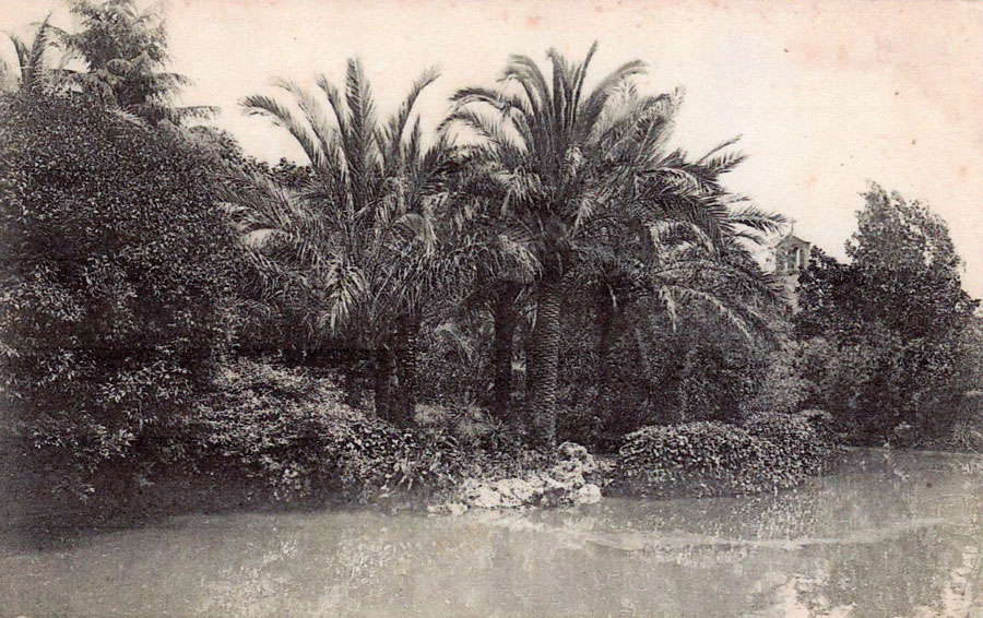 Finca Muntadas de la Bonanova: entorn del llac del jardí romàntic 1914